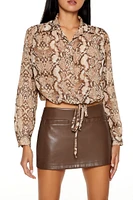 Snake Tie-Front Cropped Shirt