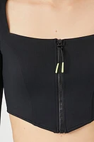 Active Zip-Up Pointed Crop Top