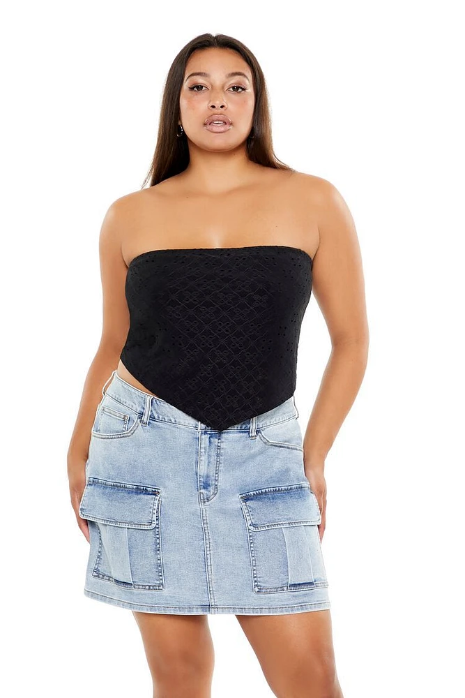 Plus Cropped Eyelet Tube Top