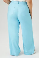 Plus Satin Straight-Leg Pants