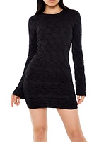 Textured Bell-Sleeve Mini Dress