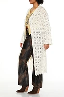 Plus Longline Crochet Kimono