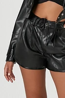 Faux Leather Drawstring Shorts