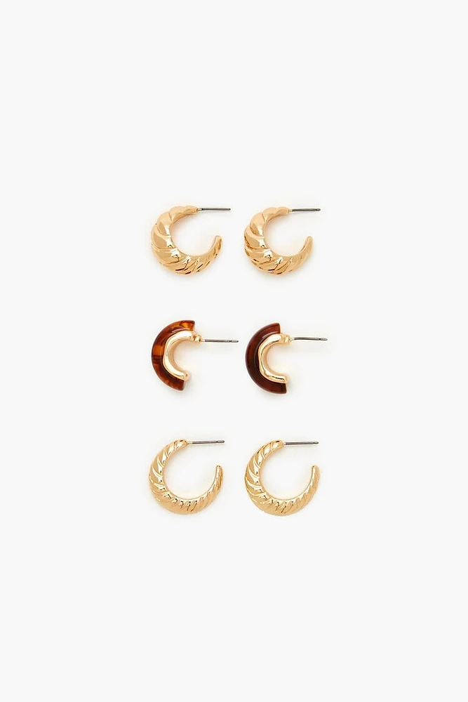 Twisted Marble Hoop Earring Set