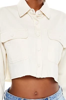 Frayed Cropped Twill Shirt