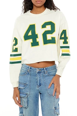 42 Varsity-Striped Crop Top