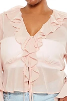 Plus Chiffon Ruffle-Trim Top