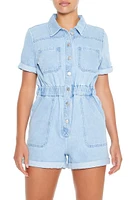 Denim Button-Front Romper