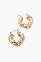 Twisted Rhinestone Hoop Earrings