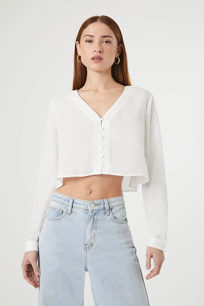 Boxy Cropped V-Neck Top