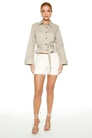 Twill Belted Bell-Sleeve Jacket