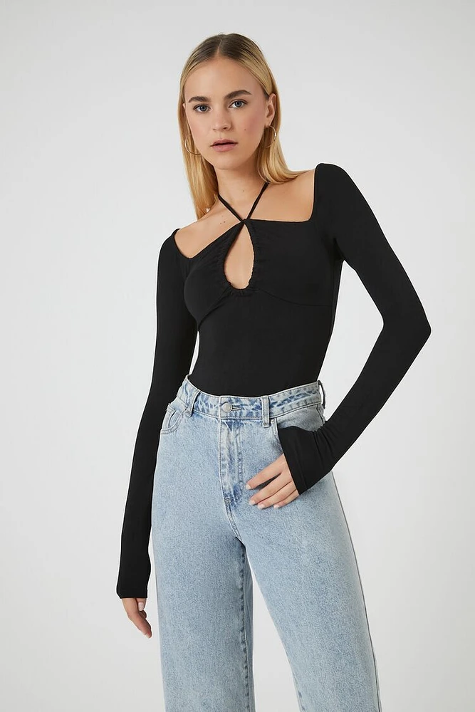 Cutout Halter Bodysuit