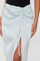 Satin Ruched Drawstring Skirt