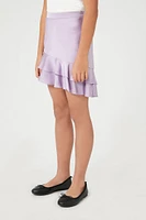 Girls Asymmetrical Satin Mini Skirt (Kids)