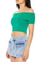 Sweater-Knit Off-the-Shoulder Crop Top