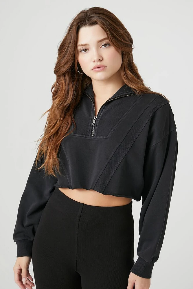 Cropped Fleece Half-Zip Pullover