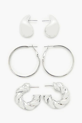 Smooth Geo Hoop Earring Set