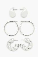 Smooth Geo Hoop Earring Set