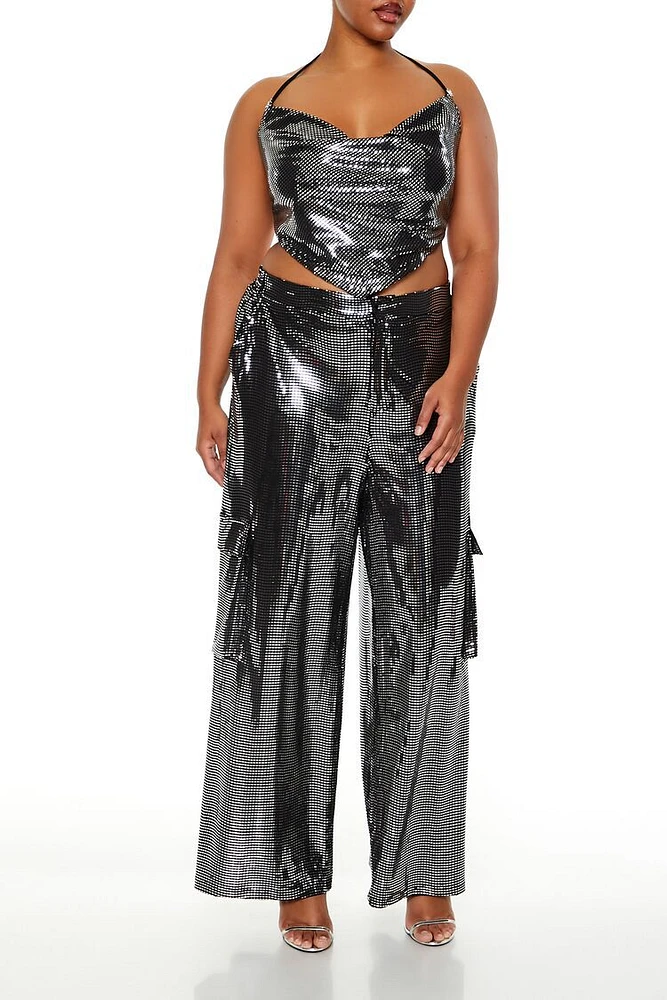 Plus Metallic Cargo Pants