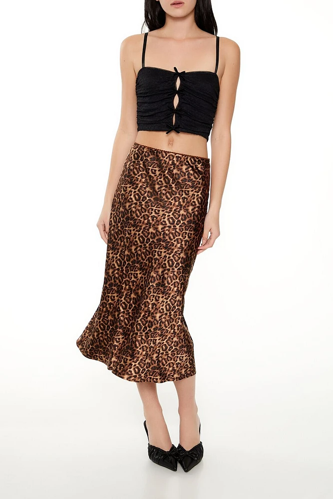 Leopard Print Slip Midi Skirt