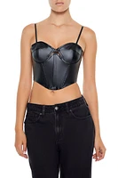 Faux Leather Cutout Bustier Top