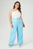 Plus Satin Straight-Leg Pants