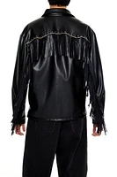 Studded Faux Leather Fringe Jacket