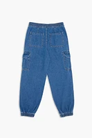 Girls Chambray Cargo Joggers (Kids)