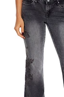 Embroidered Low-Rise Flare Jeans