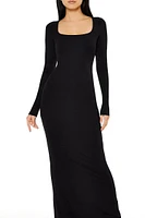 Ribbed Knit Square-Neck Maxi Dress