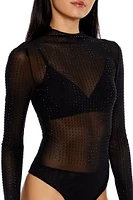 Rhinestone Mock Neck Bodysuit