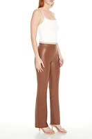 Faux Leather High-Rise Bootcut Pants