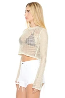 Sheer Cropped Crochet Sweater