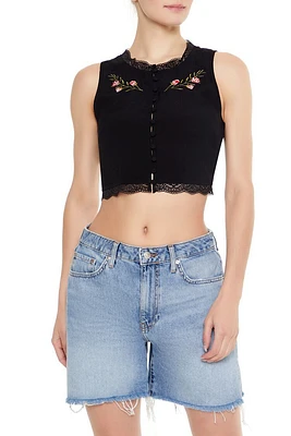 Floral Embroidered Crop Top