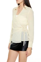 Sheer Tie-Waist Wrap Top