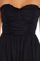 Strapless Ruffle Midi Dress