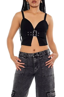 Belted Denim Crop Top