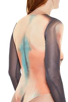 Abstract Print Mesh Bodysuit