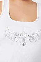 Plus Rhinestone Cross Tank Top