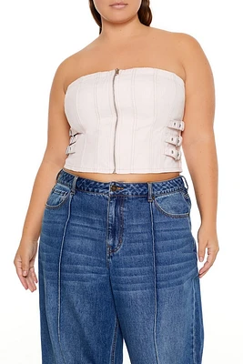 Plus Denim Zip-Up Tube Top