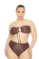 Plus Polka Dot Bandeau Bikini Top