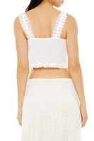 Plunging Lace-Trim Crop Top