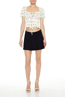 Polka Dot Tie-Front Crop Top