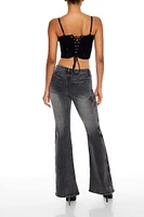 Embroidered Low-Rise Flare Jeans