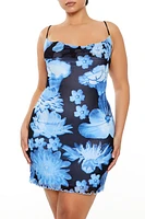 Plus Floral Mesh Mini Dress