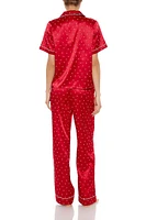 Heart Print Pajama Shirt & Pants Set