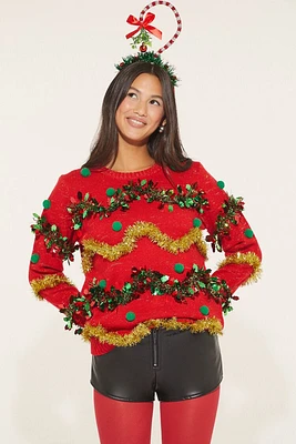 Pom Tinsel Holiday Sweater