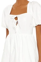 Puff-Sleeve Bubble-Hem Mini Dress