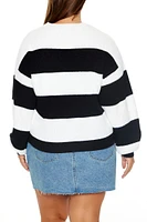 Plus Striped Drop-Sleeve Sweater