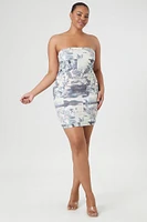 Plus Contour Sculpt Floral Tube Dress